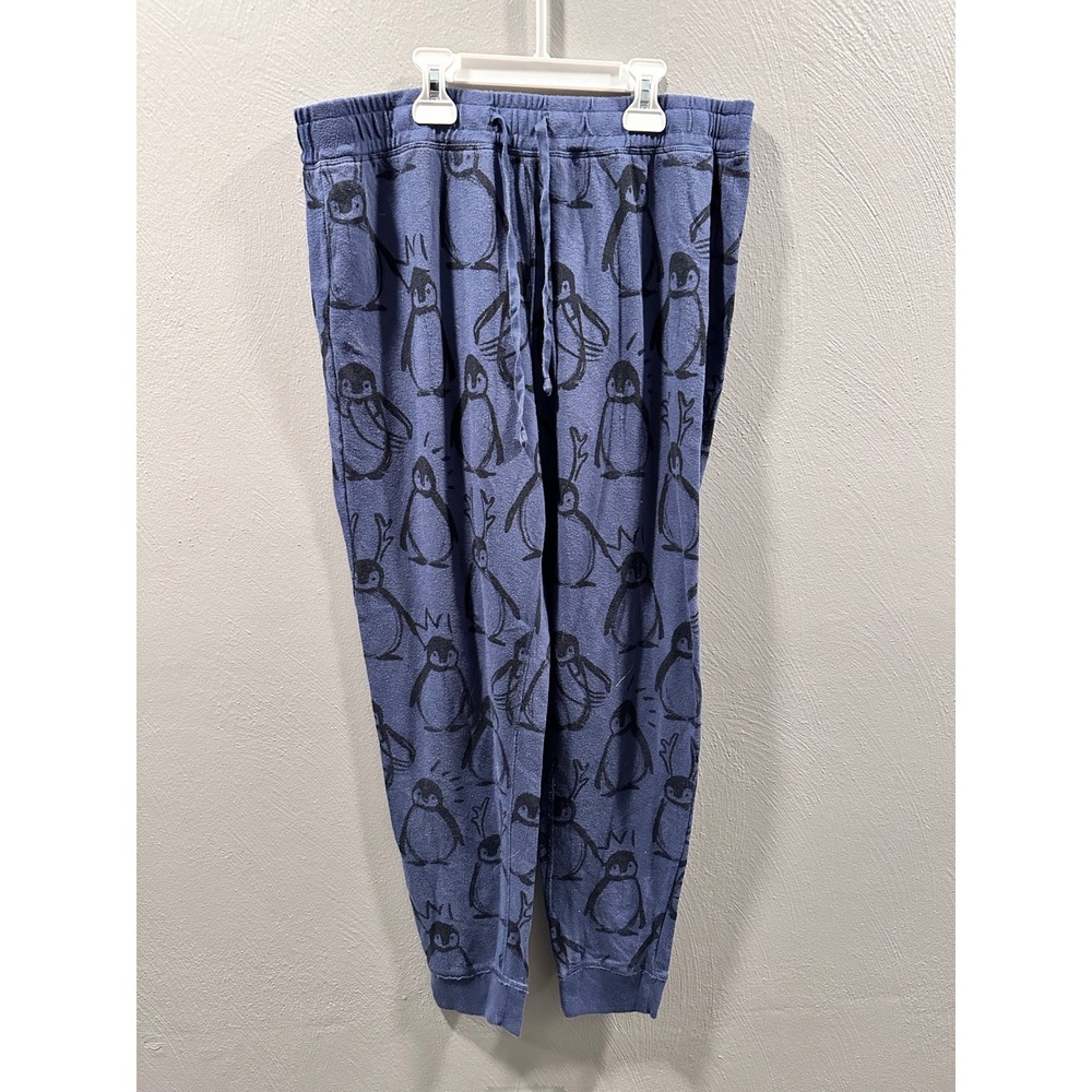 Abercrombie & Fitch Womens Blue Penguin Print Sleep Joggers Pajama Pants Medium